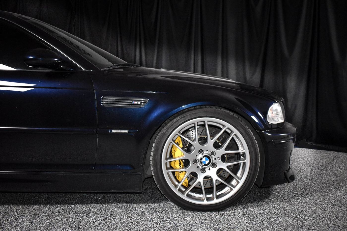 Blue BMW E46 M3 rear three-quarter